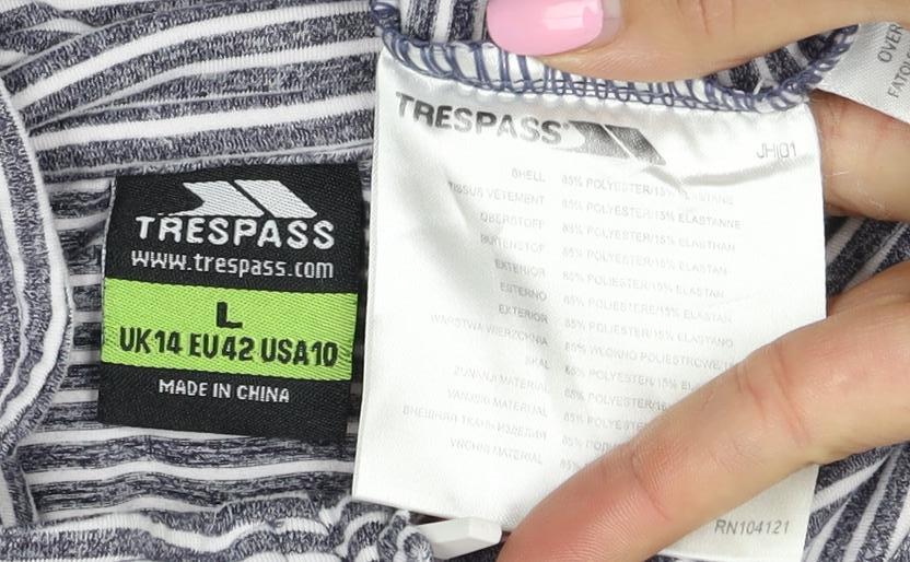 Trespass Women’s Blue Stripe L Half Zip High Neck Sweatshirt