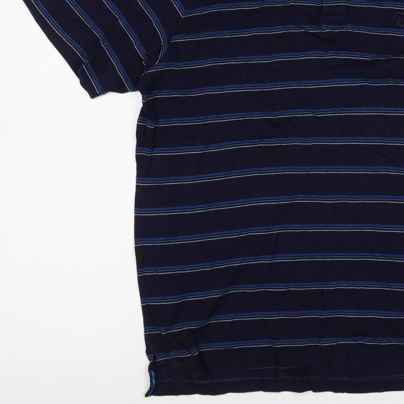 Maine Golf Men’s Blue Striped Cotton Polo Shirt Size M Short Sleeve