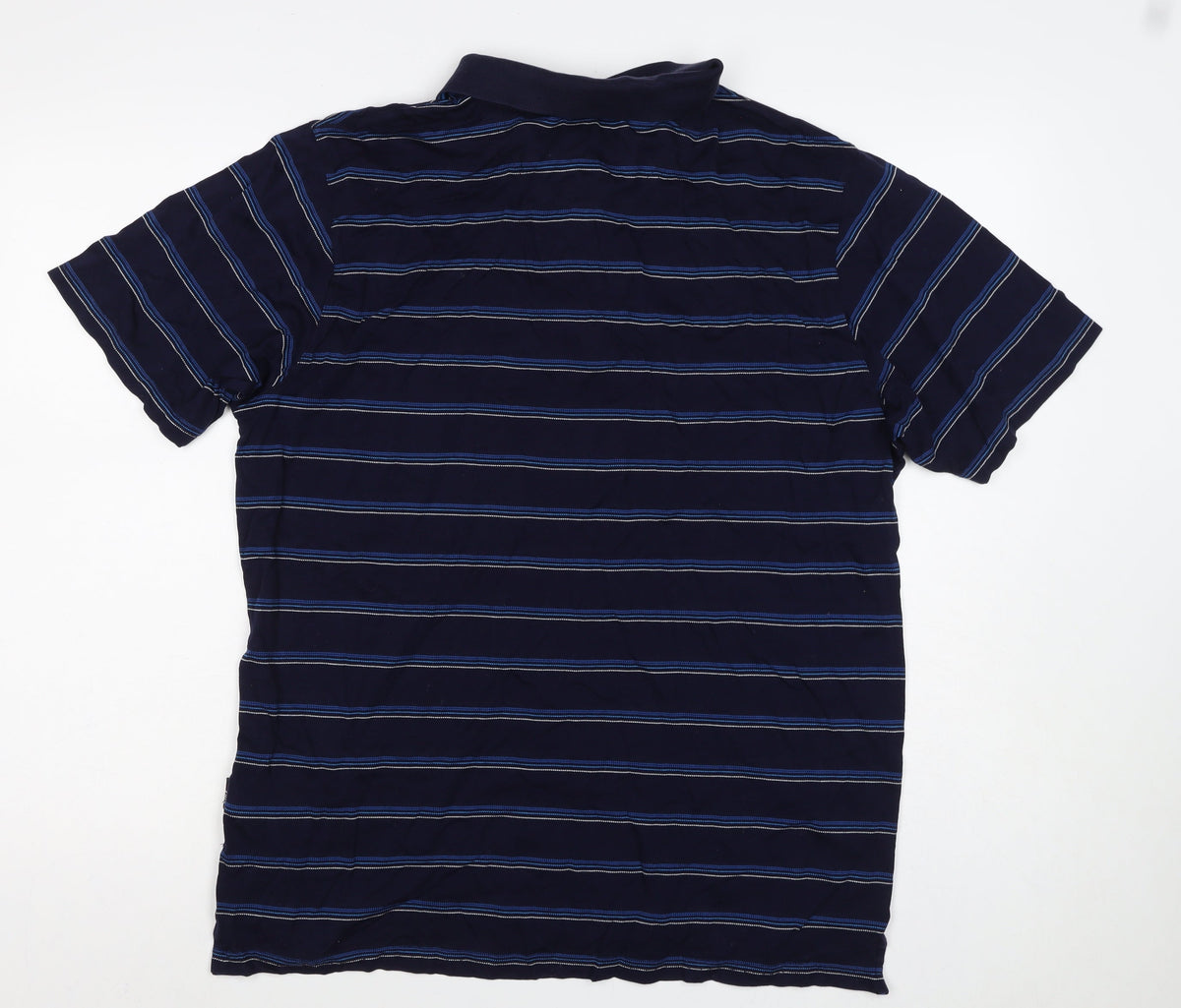 Maine Golf Men’s Blue Striped Cotton Polo Shirt Size M Short Sleeve