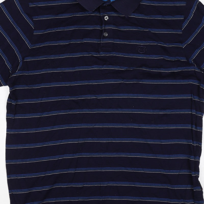 Maine Golf Men’s Blue Striped Cotton Polo Shirt Size M Short Sleeve