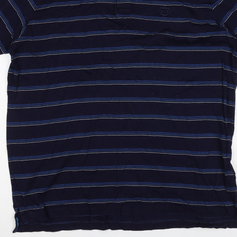 Maine Golf Men’s Blue Striped Cotton Polo Shirt Size M Short Sleeve