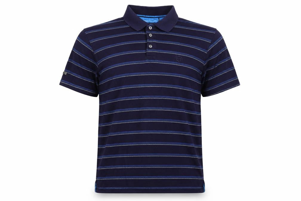 Maine Golf Men’s Blue Striped Cotton Polo Shirt Size M Short Sleeve