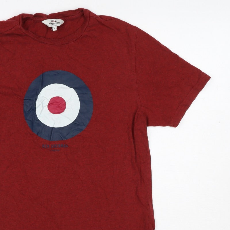 Ben Sherman Men’s Red S Mod Target Logo Crew Neck Cotton T-Shirt