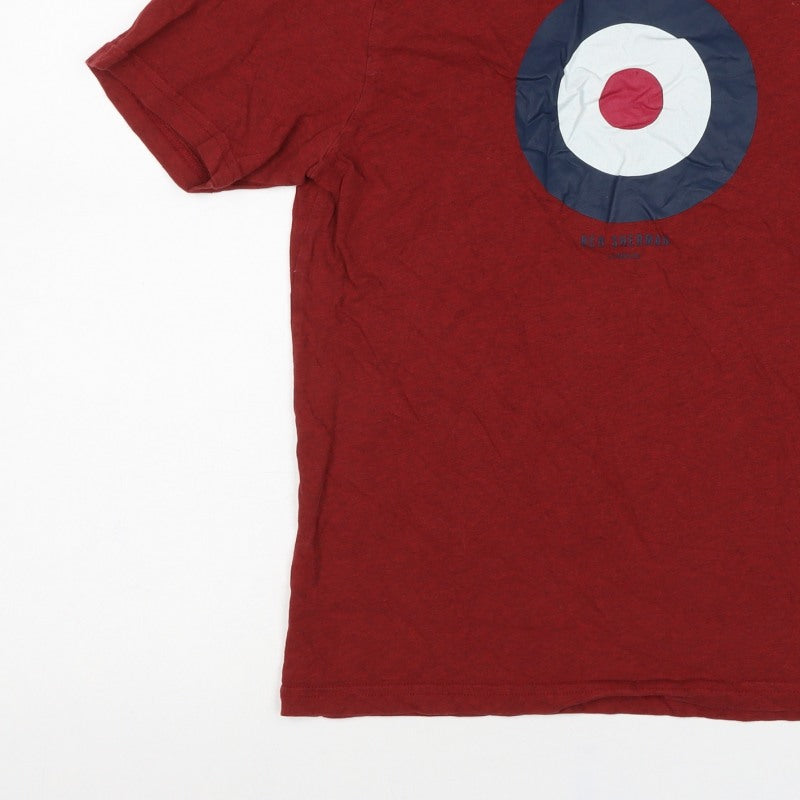 Ben Sherman Men’s Red S Mod Target Logo Crew Neck Cotton T-Shirt