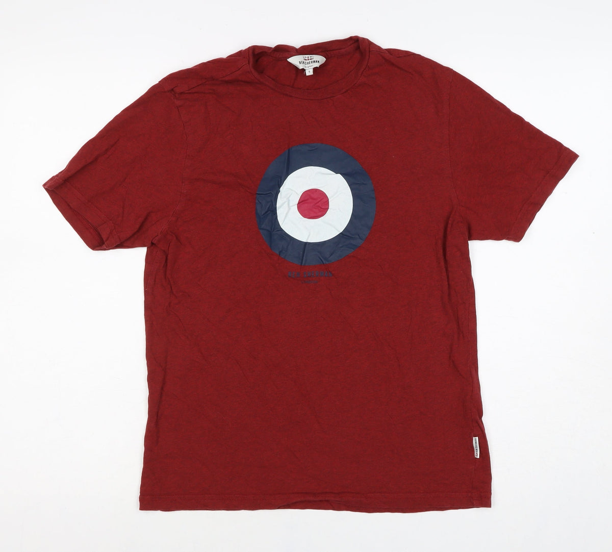 Ben Sherman Men’s Red S Mod Target Logo Crew Neck Cotton T-Shirt