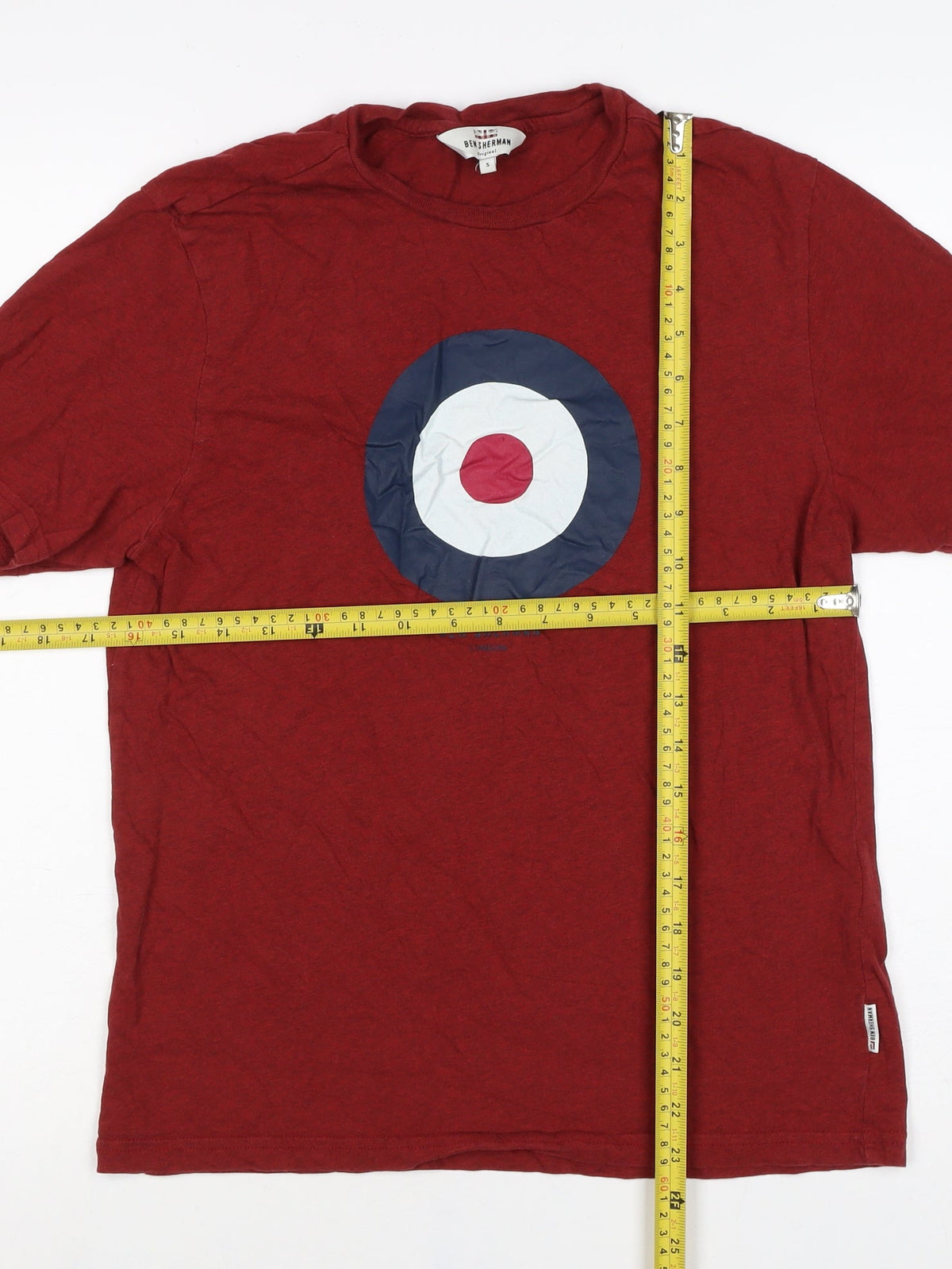 Ben Sherman Men’s Red S Mod Target Logo Crew Neck Cotton T-Shirt