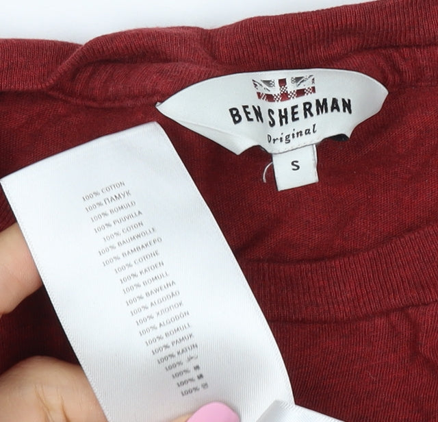 Ben Sherman Men’s Red S Mod Target Logo Crew Neck Cotton T-Shirt