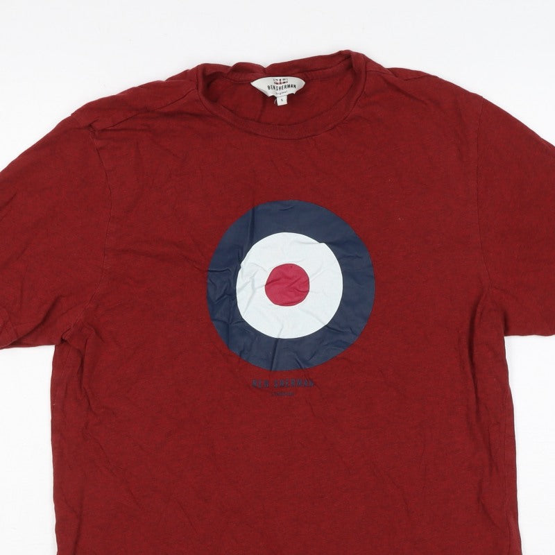 Ben Sherman Men’s Red S Mod Target Logo Crew Neck Cotton T-Shirt