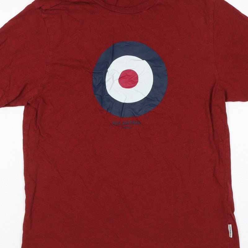 Ben Sherman Men’s Red S Mod Target Logo Crew Neck Cotton T-Shirt