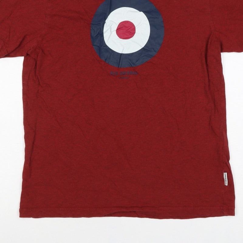 Ben Sherman Men’s Red S Mod Target Logo Crew Neck Cotton T-Shirt