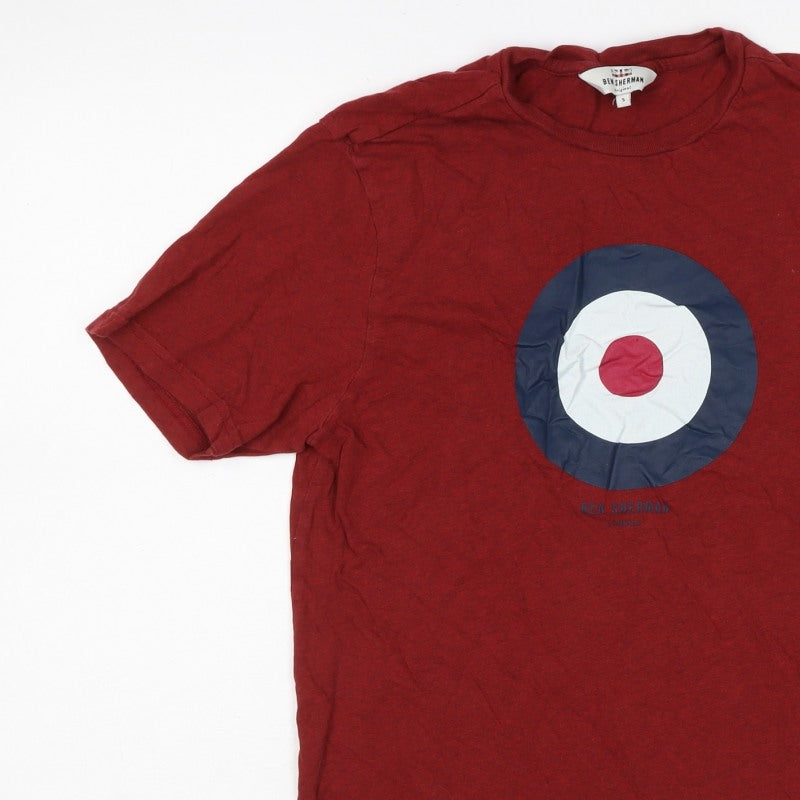Ben Sherman Men’s Red S Mod Target Logo Crew Neck Cotton T-Shirt