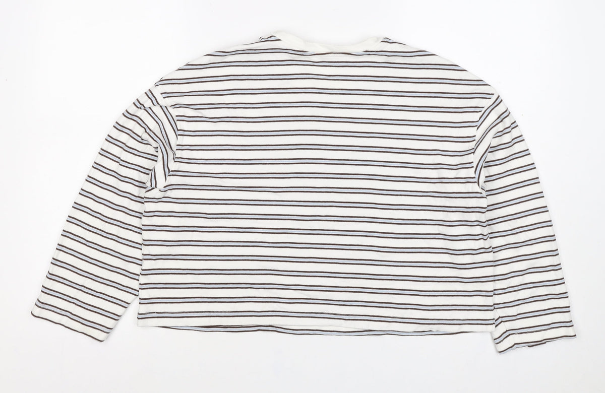 Bershka Women Multicoloured S Cropped Striped Long Sleeve T-Shirt