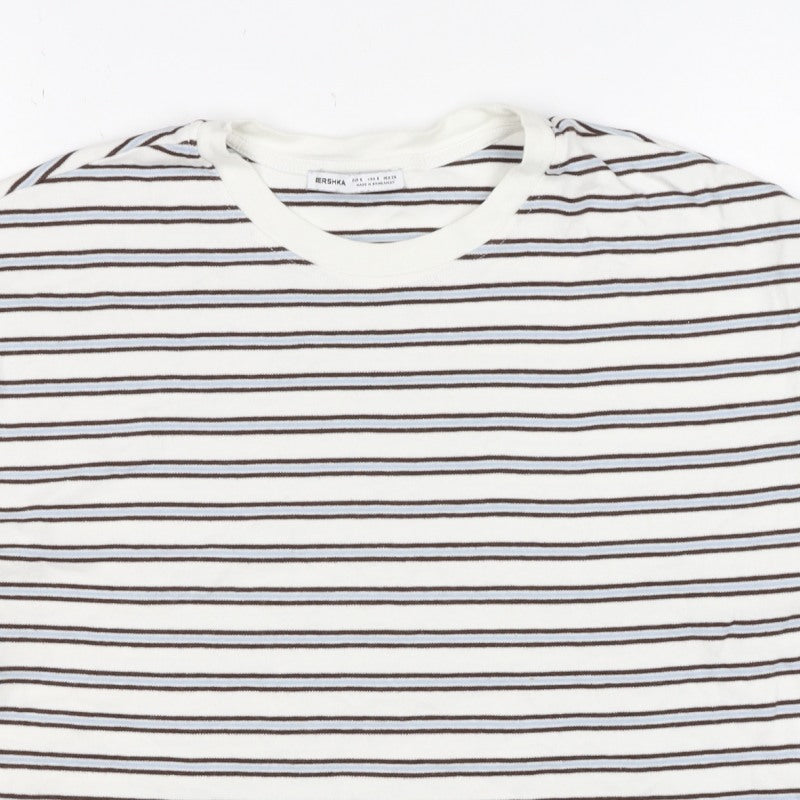 Bershka Women Multicoloured S Cropped Striped Long Sleeve T-Shirt