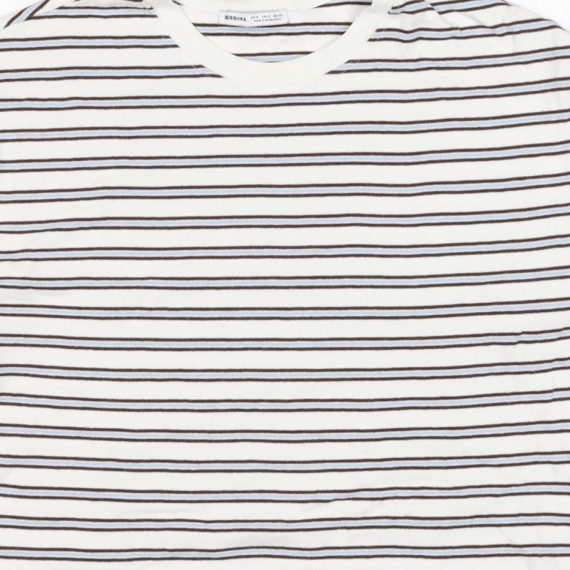 Bershka Women Multicoloured S Cropped Striped Long Sleeve T-Shirt