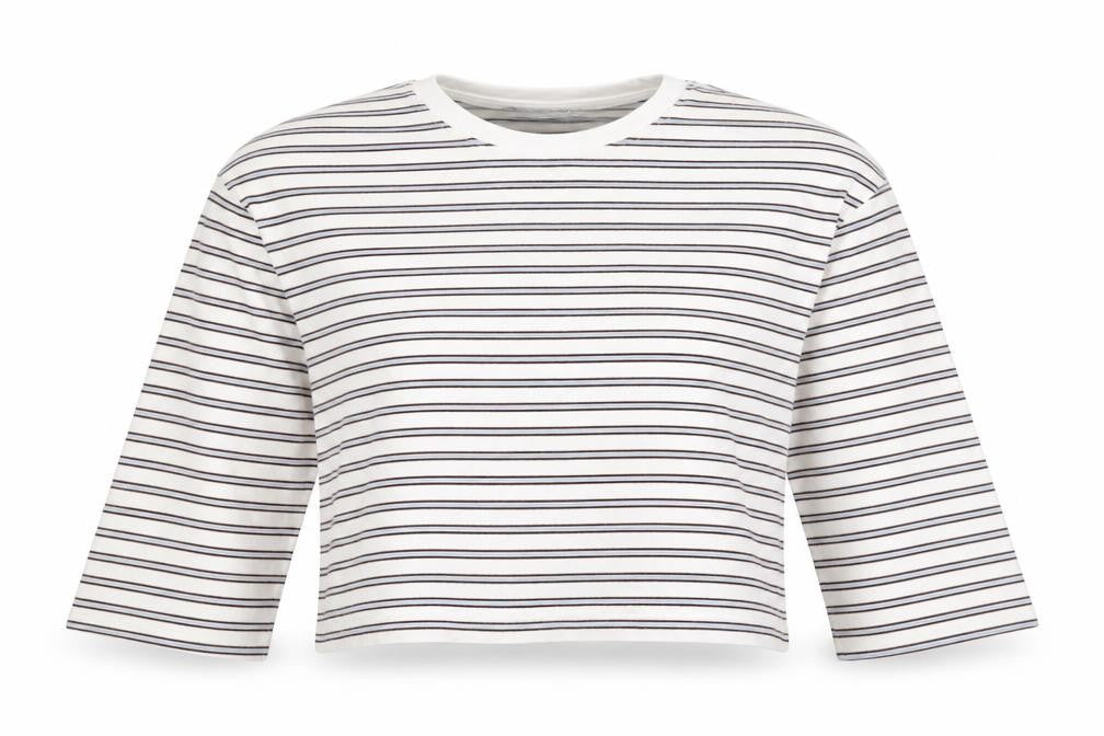 Bershka Women Multicoloured S Cropped Striped Long Sleeve T-Shirt