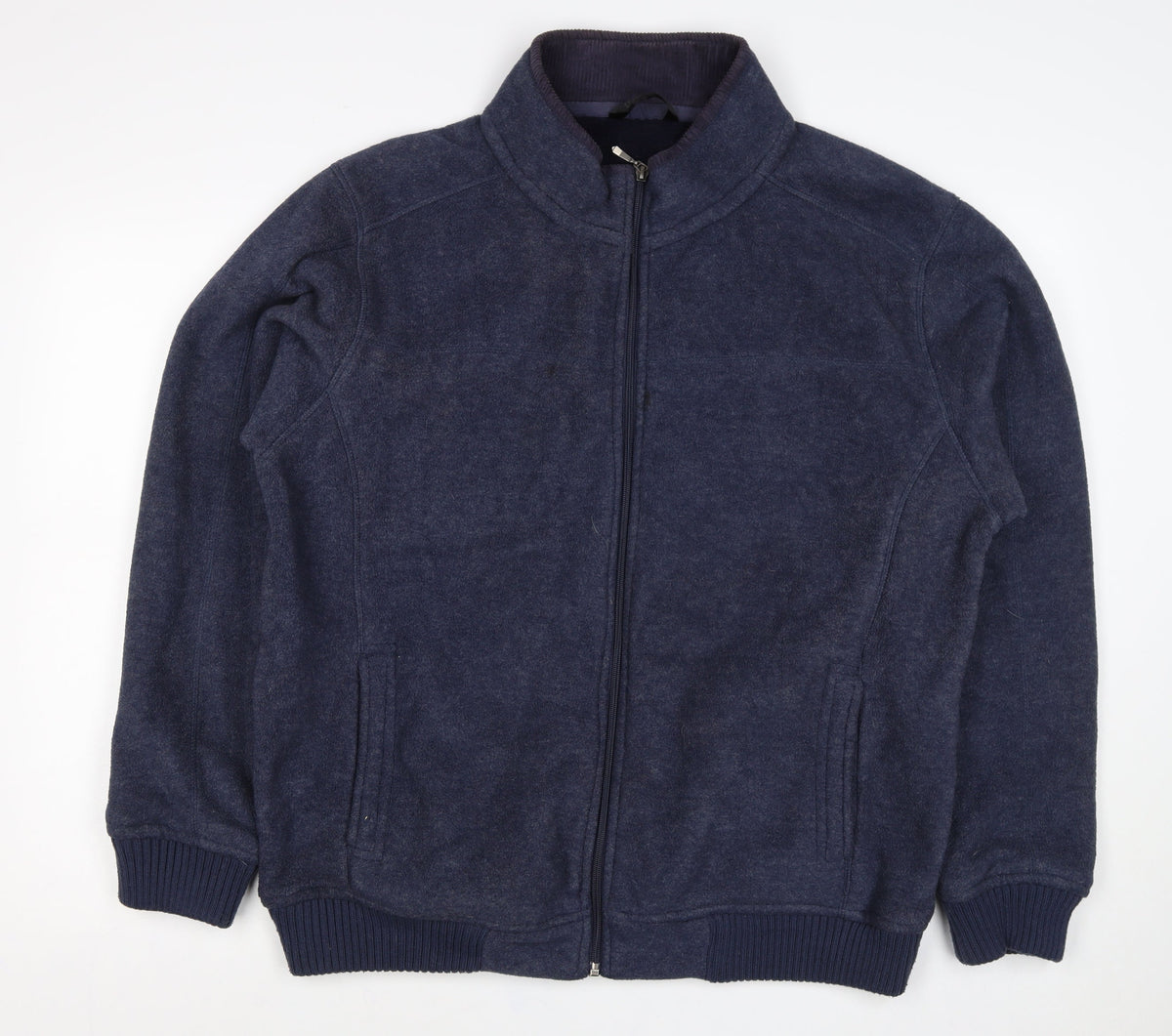 Dunnes Stores Men's Blue 2XL Wool Blend Full Zip Fleece Jacket