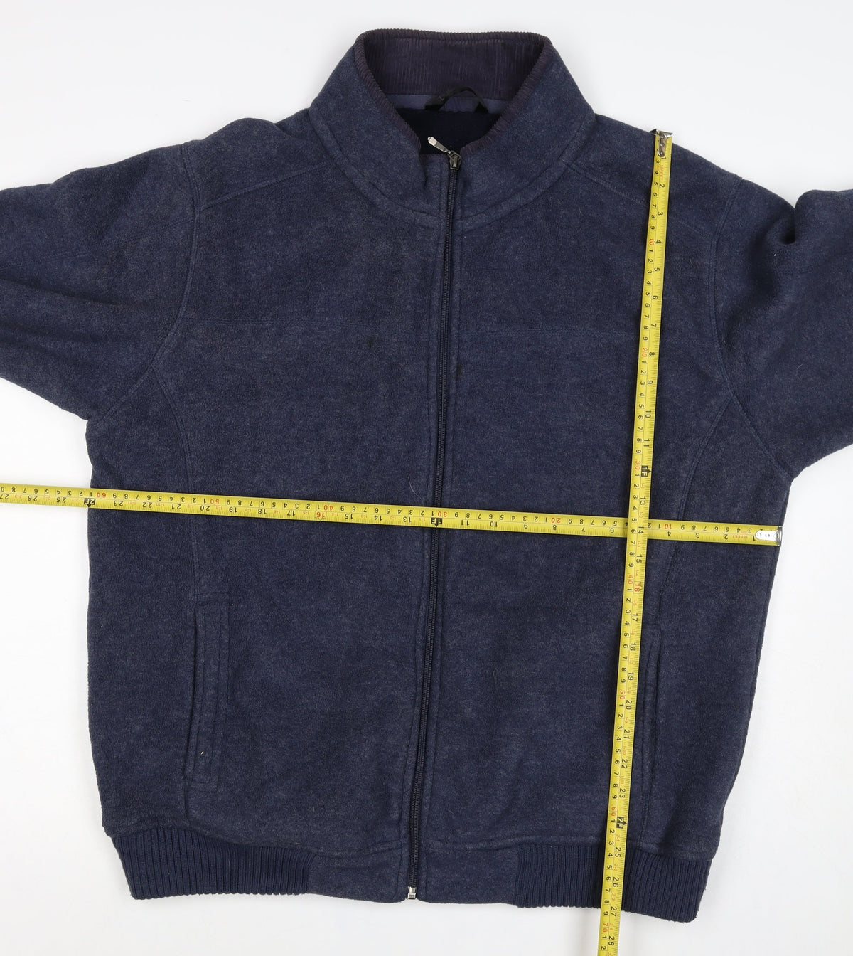 Dunnes Stores Men's Blue 2XL Wool Blend Full Zip Fleece Jacket