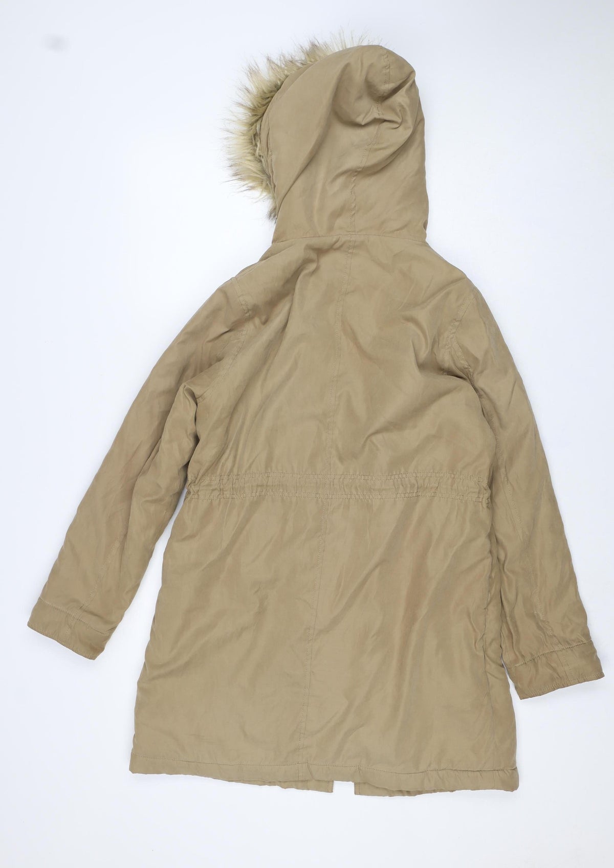 My New Standard Womens Beige M Fur Trim Hooded Parka Jacket