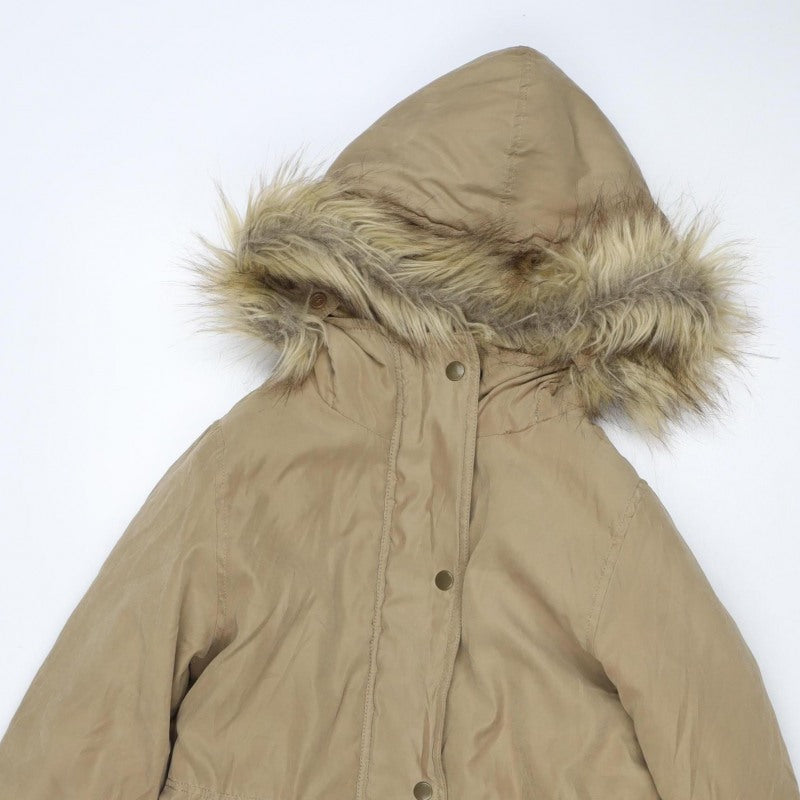 My New Standard Womens Beige M Fur Trim Hooded Parka Jacket