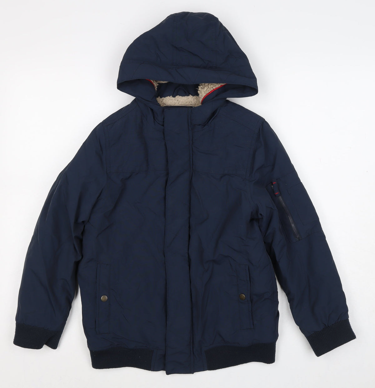 FatFace Boys Navy Hooded Padded Jacket 10-11 Years Full Zip