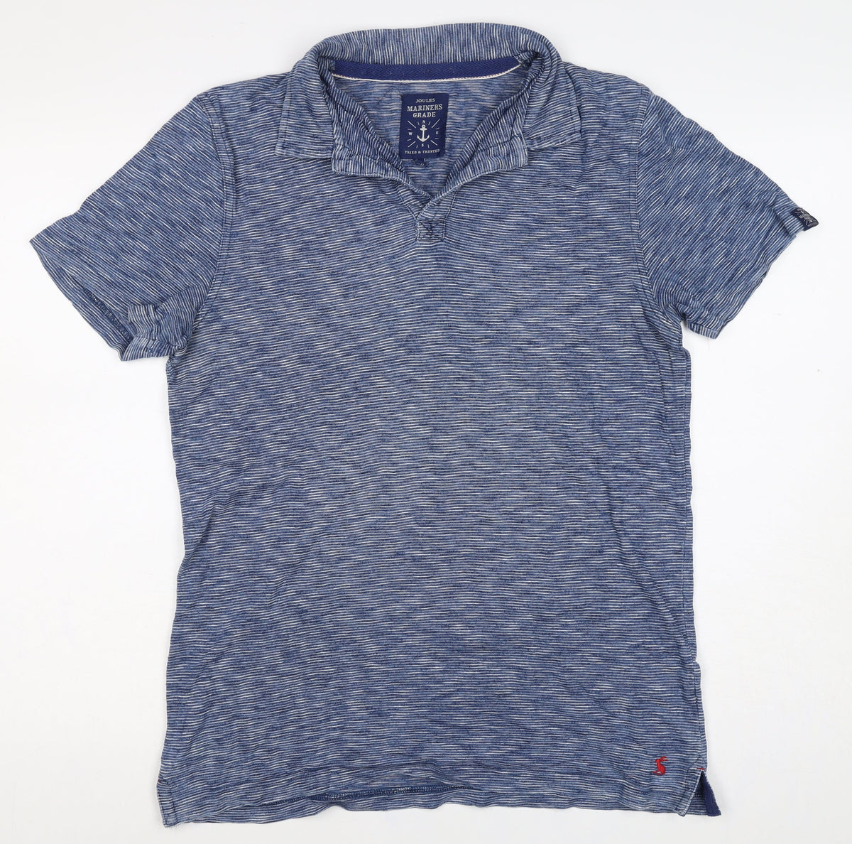 Joules Mens Blue Striped Cotton Nautical Short Sleeve Polo Shirt S