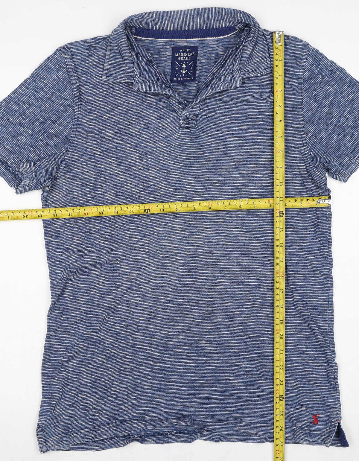 Joules Mens Blue Striped Cotton Nautical Short Sleeve Polo Shirt S