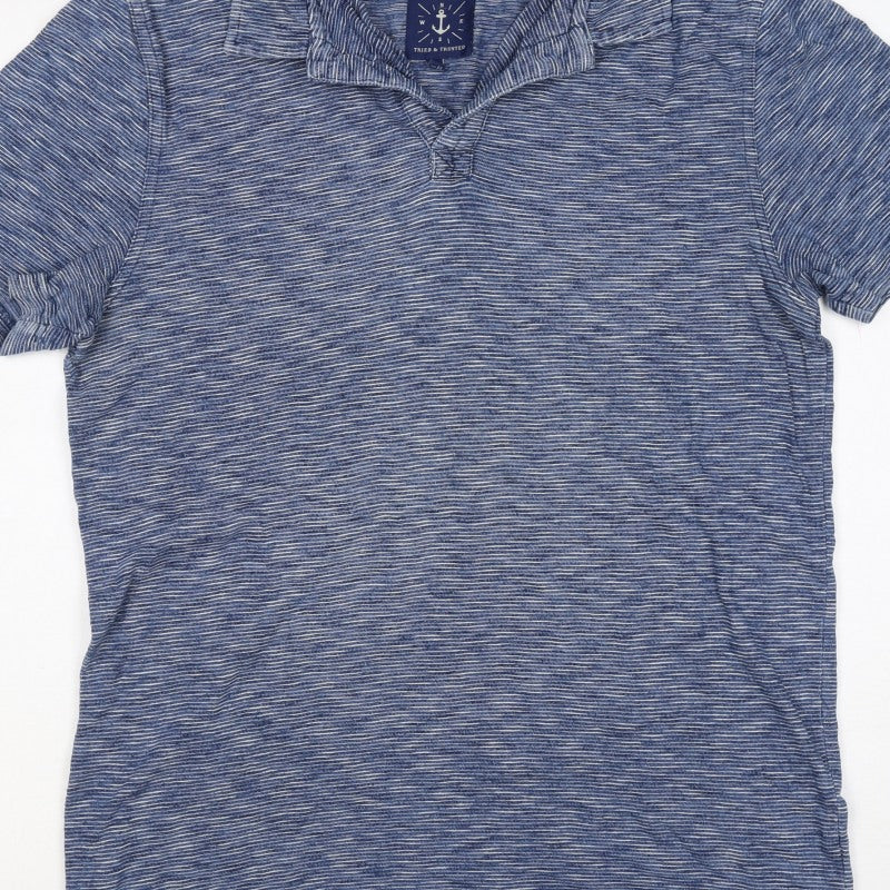 Joules Mens Blue Striped Cotton Nautical Short Sleeve Polo Shirt S