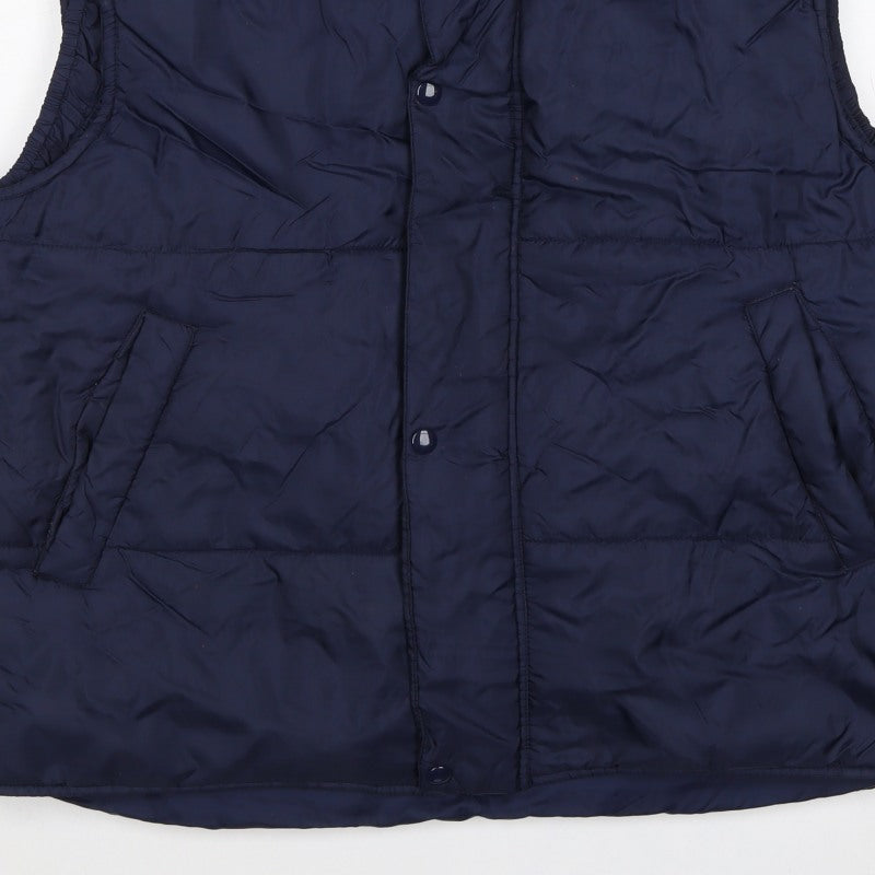 C&A Men’s Navy Blue M Padded Bodywarmer Quilted Snap Waistcoat