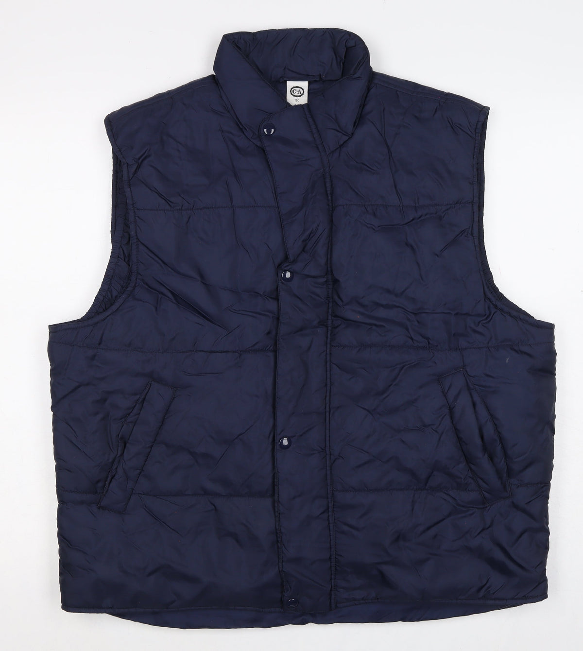 C&A Men’s Navy Blue M Padded Bodywarmer Quilted Snap Waistcoat