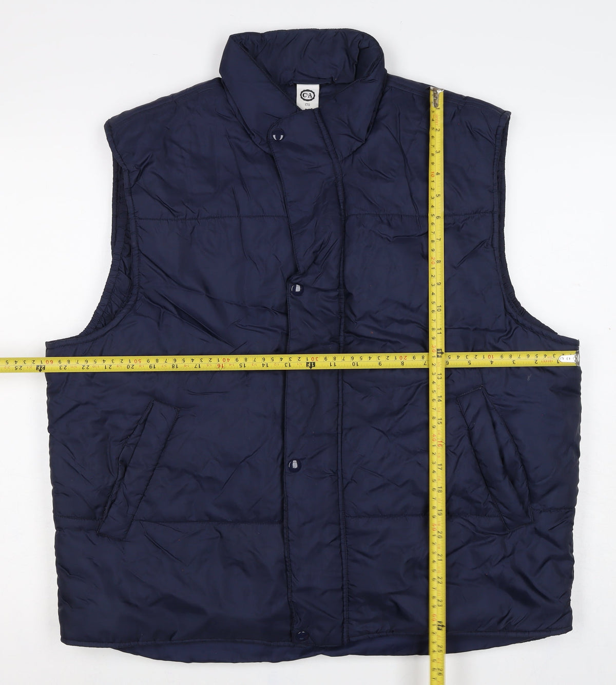 C&A Men’s Navy Blue M Padded Bodywarmer Quilted Snap Waistcoat