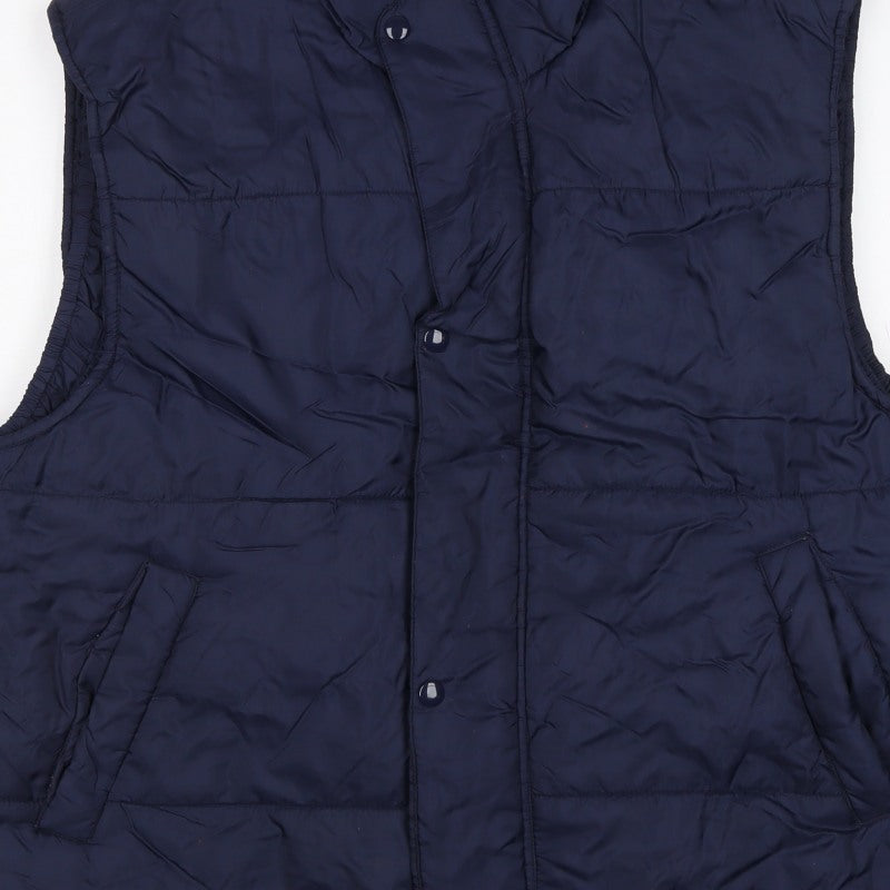 C&A Men’s Navy Blue M Padded Bodywarmer Quilted Snap Waistcoat