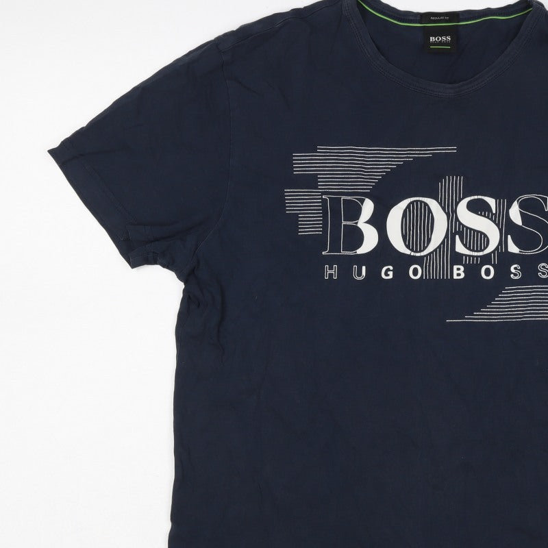 Hugo Boss Men’s Navy Blue M Regular Fit Logo Graphic Cotton T-Shirt