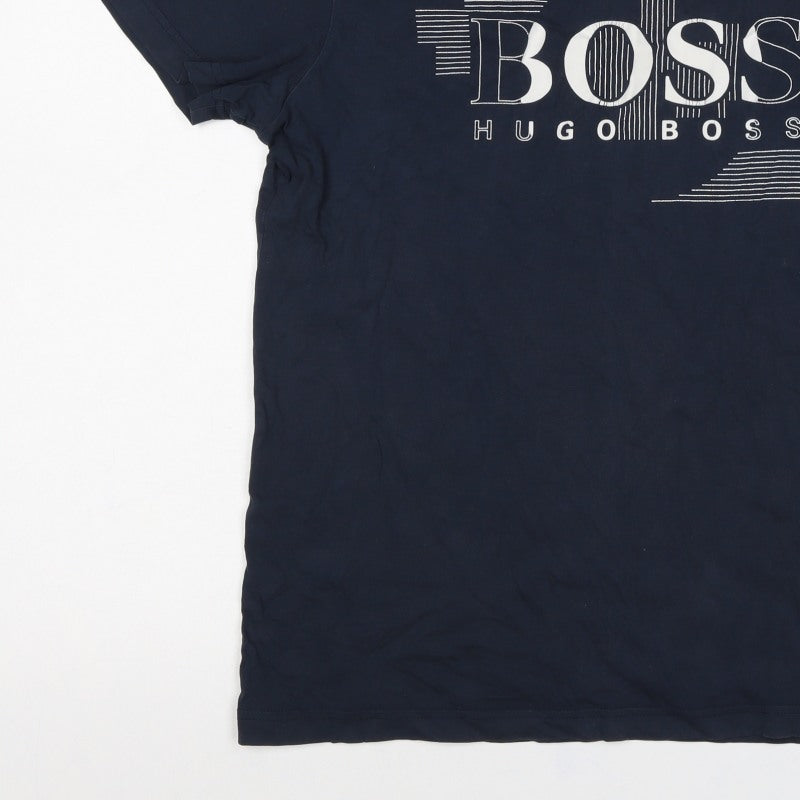 Hugo Boss Men’s Navy Blue M Regular Fit Logo Graphic Cotton T-Shirt