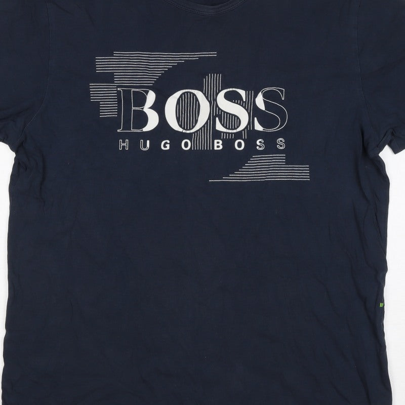 Hugo Boss Men’s Navy Blue M Regular Fit Logo Graphic Cotton T-Shirt