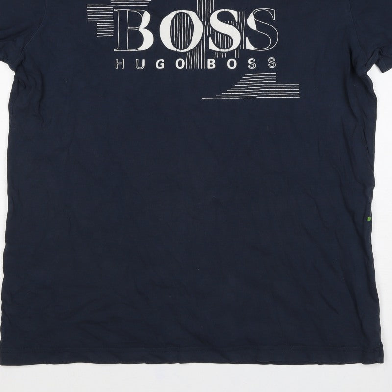 Hugo Boss Men’s Navy Blue M Regular Fit Logo Graphic Cotton T-Shirt