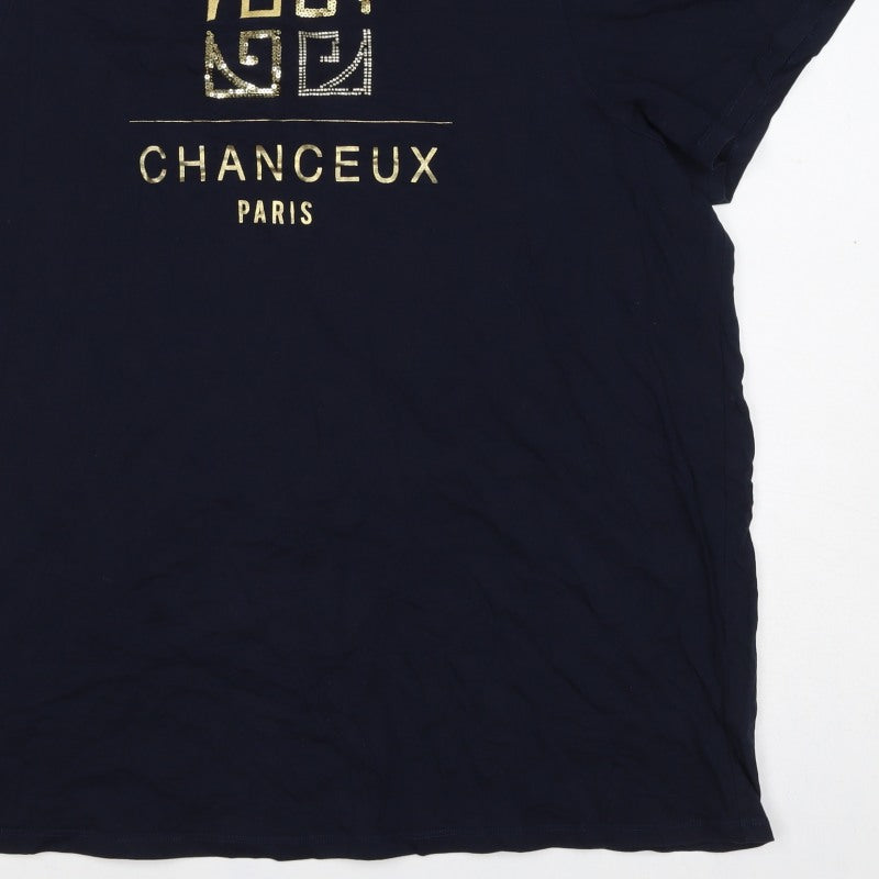 River Island Women Blue Size 20 Paris Sequin Short Sleeve T-Shirt
