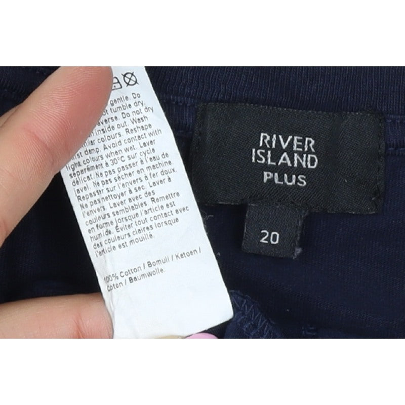 River Island Women Blue Size 20 Paris Sequin Short Sleeve T-Shirt