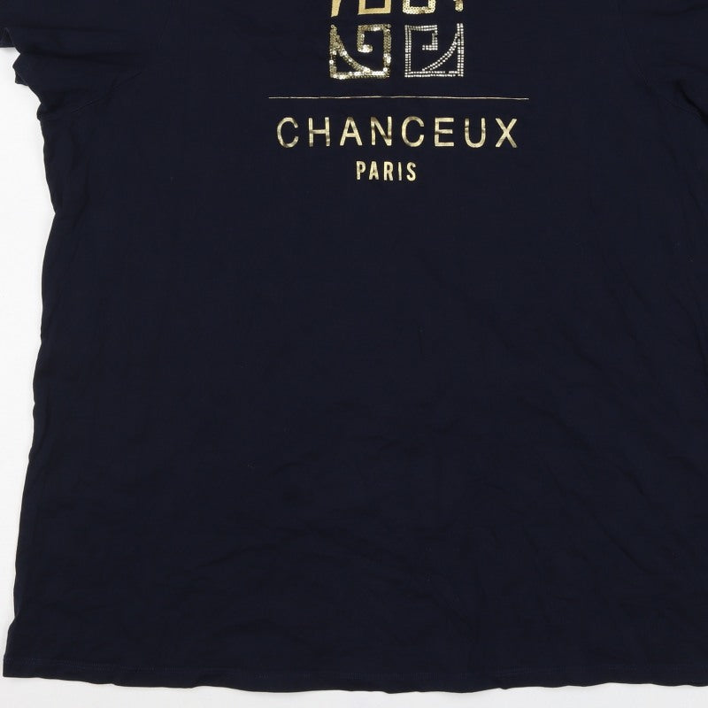River Island Women Blue Size 20 Paris Sequin Short Sleeve T-Shirt