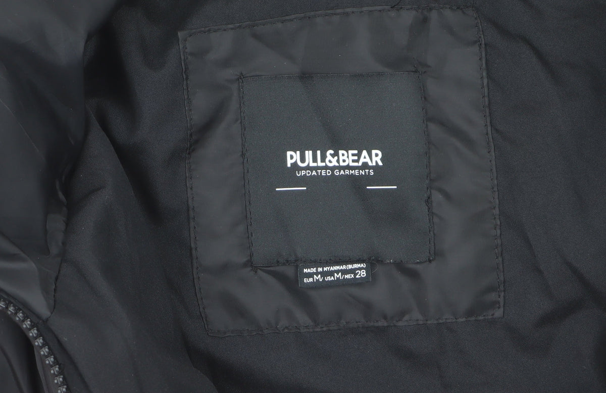 Pull&Bear Women Pink Black M Puffer Jacket Quilted Full Zip