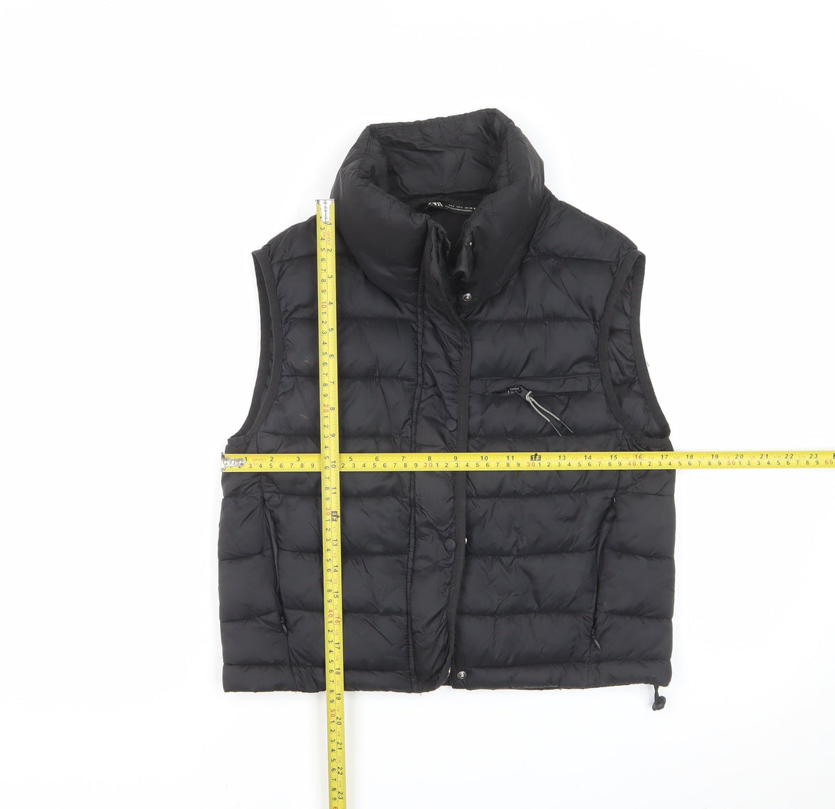 Zara Womens Black S Puffer Gilet Quilted Padded Zip
