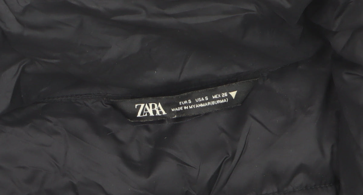 Zara Womens Black S Puffer Gilet Quilted Padded Zip