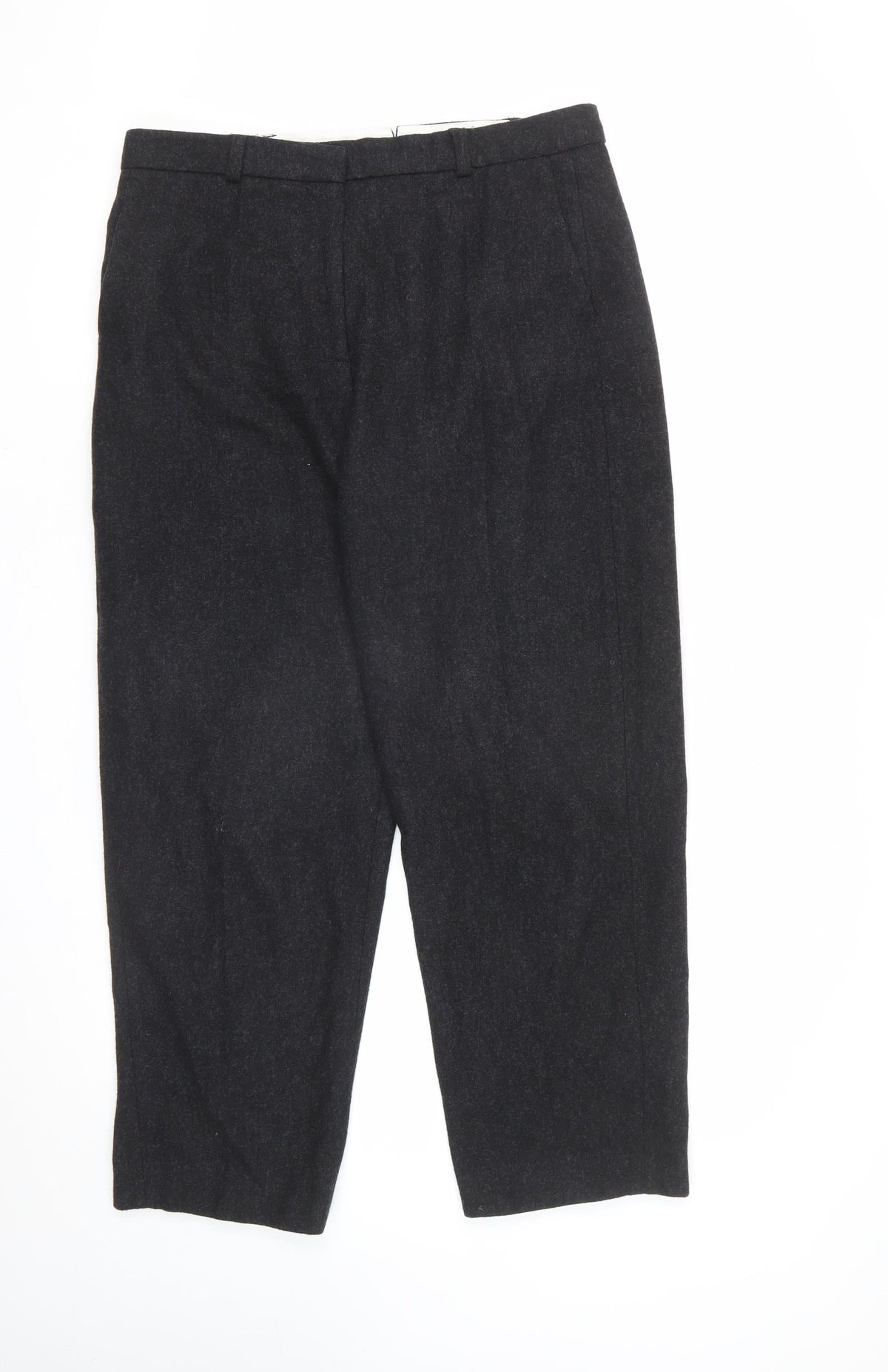 Jigsaw Women Black UK 14 Wool Blend Tailored Cropped Trousers