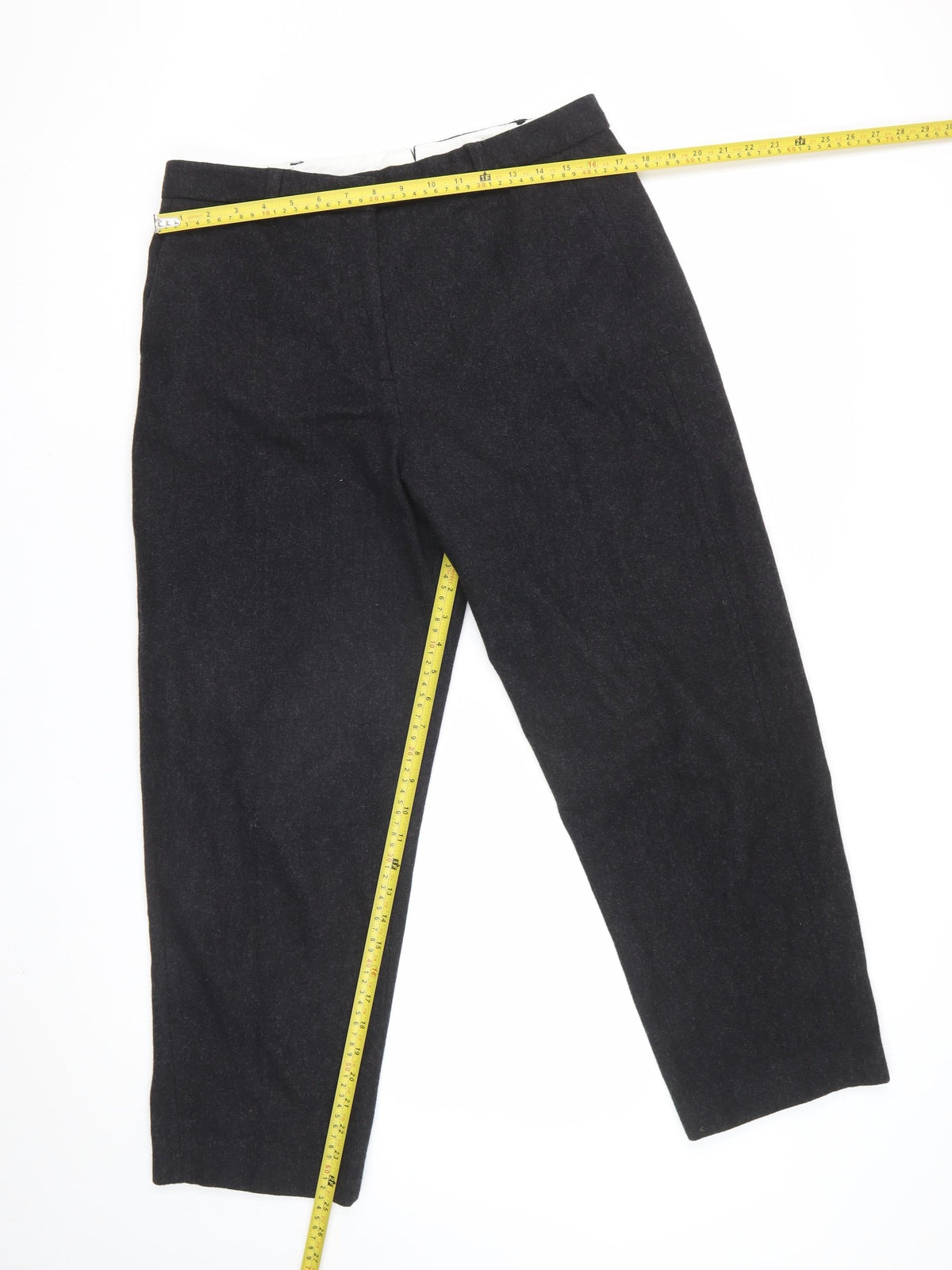 Jigsaw Women Black UK 14 Wool Blend Tailored Cropped Trousers