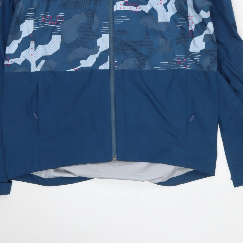 Endura Men’s Blue M Camo Hooded Cycling Windbreaker Jacket