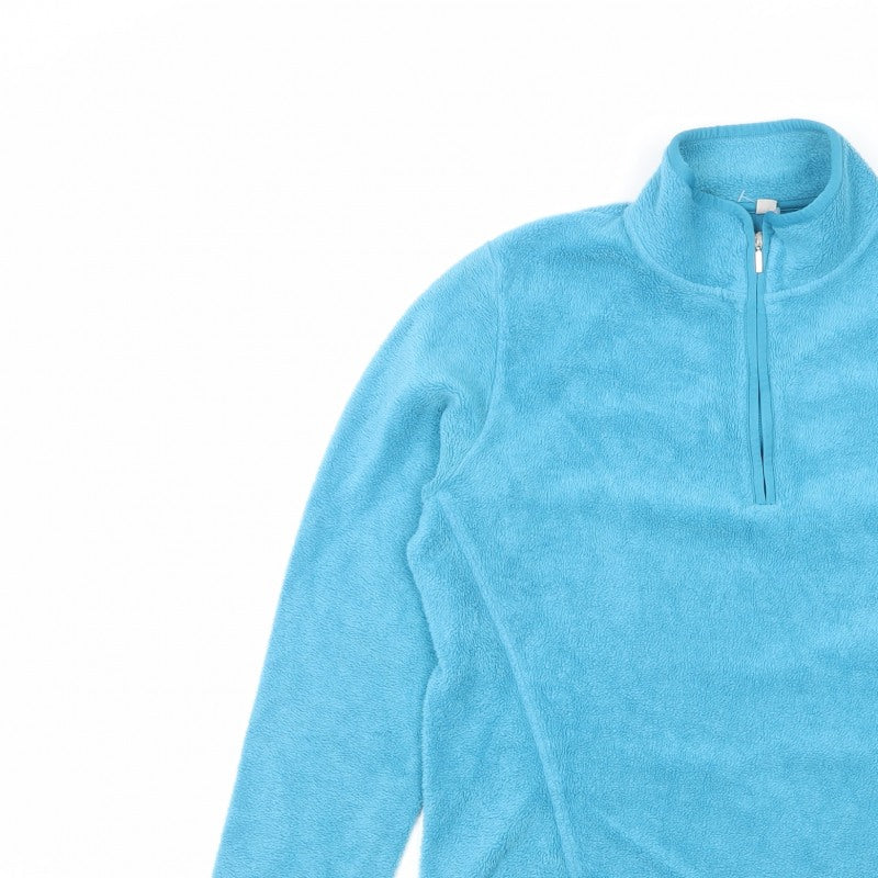 Womens Blue XL Half Zip Fleece Pullover Sweatshirt High Neck