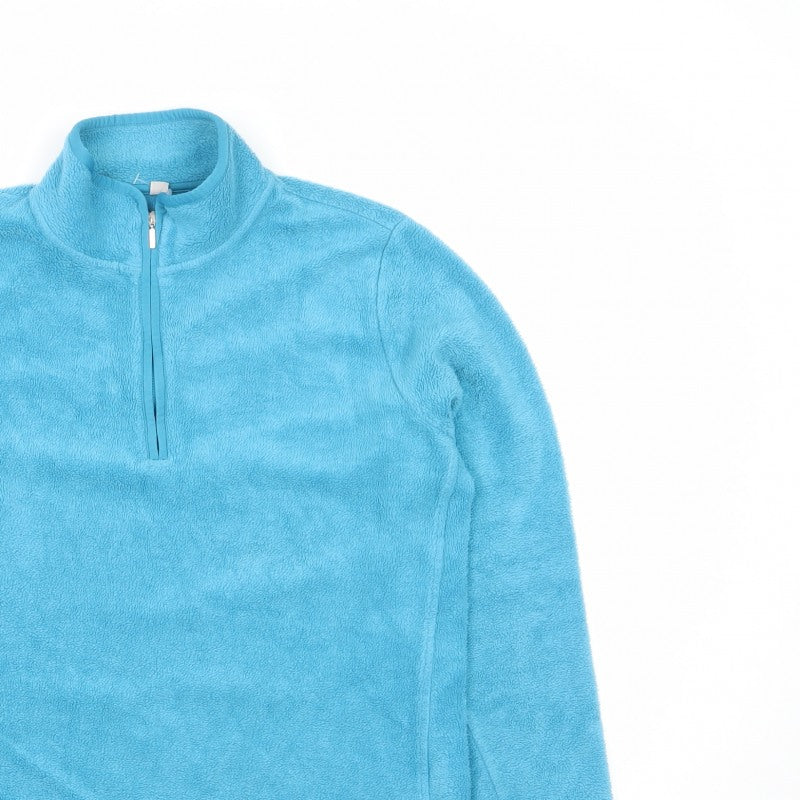 Womens Blue XL Half Zip Fleece Pullover Sweatshirt High Neck