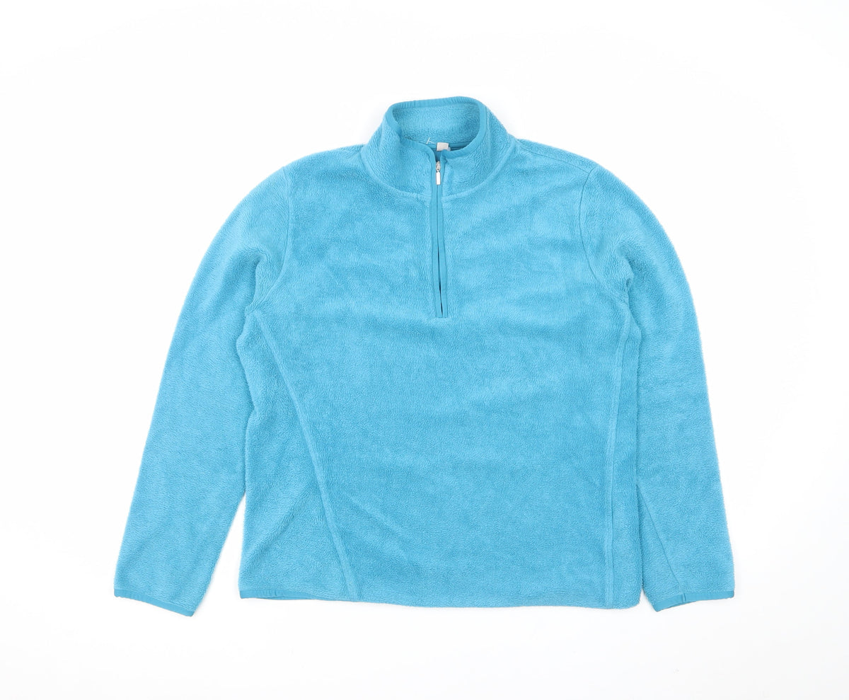 Womens Blue XL Half Zip Fleece Pullover Sweatshirt High Neck