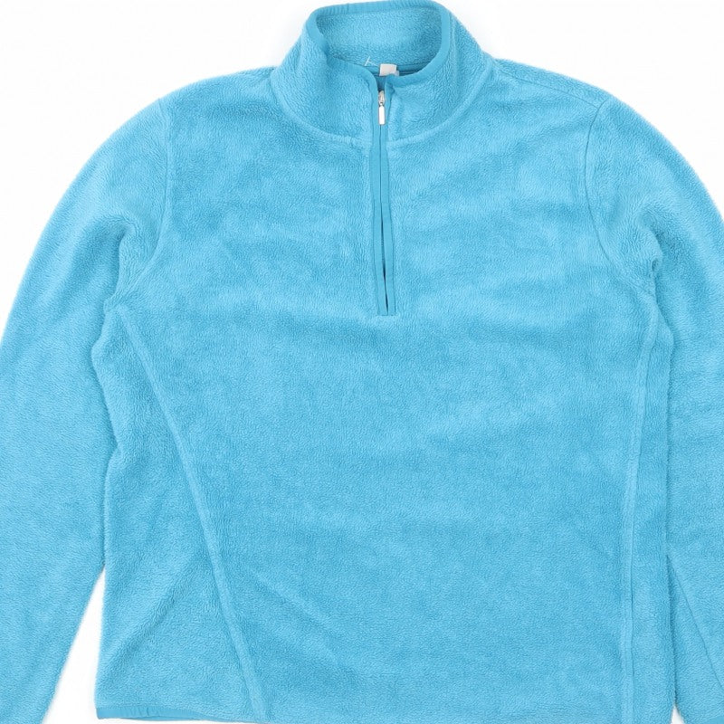 Womens Blue XL Half Zip Fleece Pullover Sweatshirt High Neck