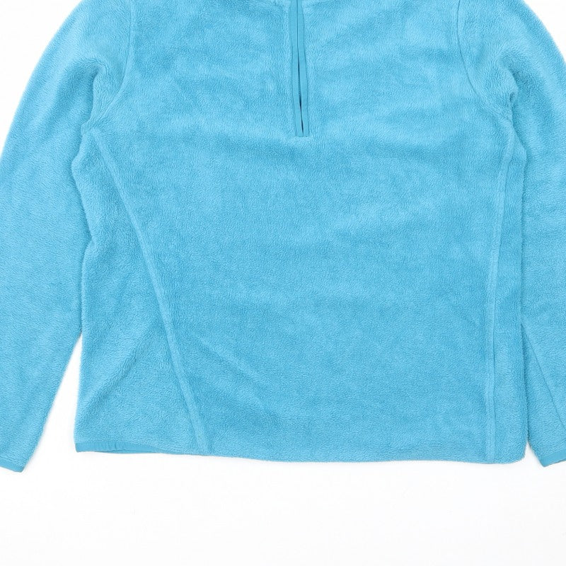 Womens Blue XL Half Zip Fleece Pullover Sweatshirt High Neck