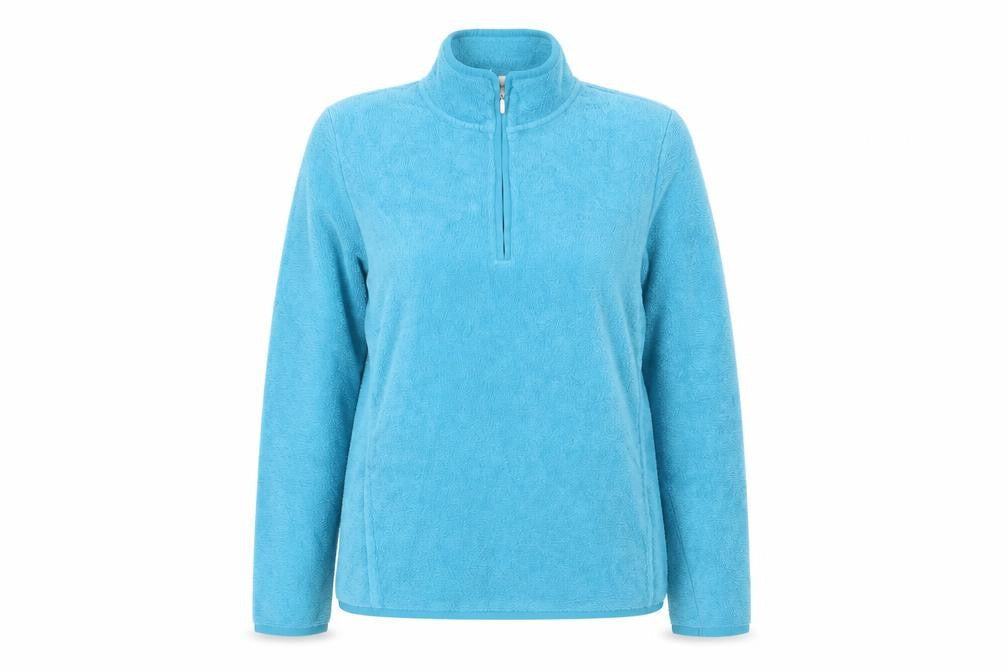 Womens Blue XL Half Zip Fleece Pullover Sweatshirt High Neck